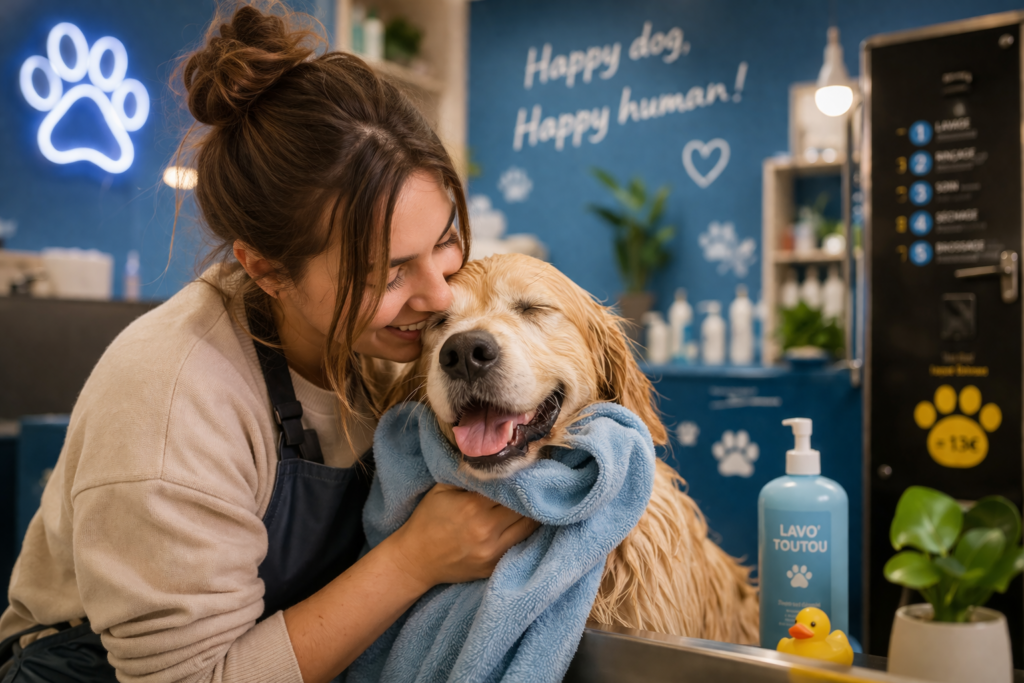 espace lavage chien propre et confortable Plouharnel